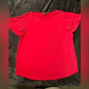 Red Flutter Sleeve Top